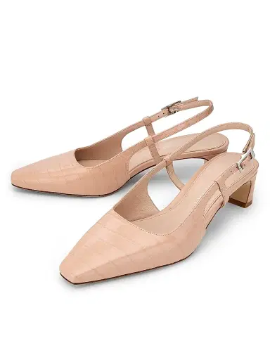 Stuart Weitzman Women's Baby Babette 40MM Croc-Embossed Leather Slingback Pumps - Blushful | Thumbnail 2 Stuart Weitzman Women's Baby Babette 40MM Croc-Embossed Leather Slingback Pumps - Blushful | Thumbnail 2