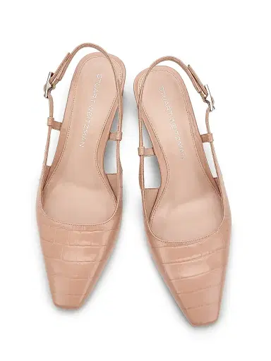 Stuart Weitzman Women's Baby Babette 40MM Croc-Embossed Leather Slingback Pumps - Blushful | Thumbnail 4 Stuart Weitzman Women's Baby Babette 40MM Croc-Embossed Leather Slingback Pumps - Blushful | Thumbnail 4
