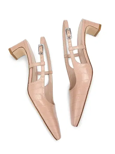 Stuart Weitzman Women's Baby Babette 40MM Croc-Embossed Leather Slingback Pumps - Blushful | Thumbnail 6 Stuart Weitzman Women's Baby Babette 40MM Croc-Embossed Leather Slingback Pumps - Blushful | Thumbnail 6