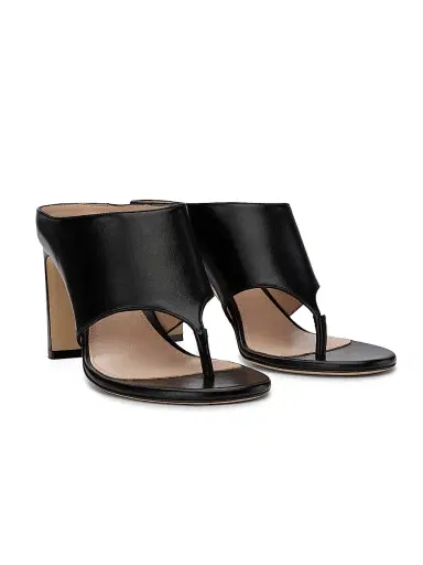 Stuart Weitzman Women's Babette 85MM Leather Block-Heel Sandals - Black | Thumbnail 2 Stuart Weitzman Women's Babette 85MM Leather Block-Heel Sandals - Black | Thumbnail 2