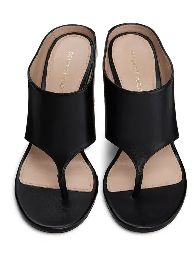 Stuart Weitzman Women's Babette 85MM Leather Block-Heel Sandals - Black | Thumbnail 4 Stuart Weitzman Women's Babette 85MM Leather Block-Heel Sandals - Black | Thumbnail 4