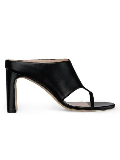 Stuart Weitzman Women's Babette 85MM Leather Block-Heel Sandals - Black | Thumbnail 1 Stuart Weitzman Women's Babette 85MM Leather Block-Heel Sandals - Black | Thumbnail 1