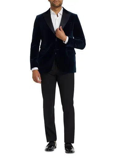 Saks Fifth Avenue Men's COLLECTION Classic Velvet Jacket - Navy | Thumbnail 2 Saks Fifth Avenue Men's COLLECTION Classic Velvet Jacket - Navy | Thumbnail 2