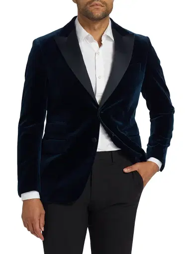 Saks Fifth Avenue Men's COLLECTION Classic Velvet Jacket - Navy | Thumbnail 3 Saks Fifth Avenue Men's COLLECTION Classic Velvet Jacket - Navy | Thumbnail 3