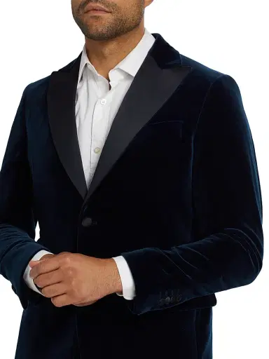 Saks Fifth Avenue Men's COLLECTION Classic Velvet Jacket - Navy | Thumbnail 6 Saks Fifth Avenue Men's COLLECTION Classic Velvet Jacket - Navy | Thumbnail 6