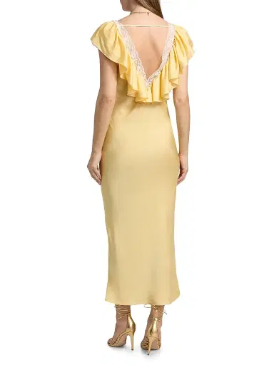 Ronny Kobo Women's Gracie Lace Silk-Blend Ruffle Maxi Dress - Citrine | Thumbnail 5 Ronny Kobo Women's Gracie Lace Silk-Blend Ruffle Maxi Dress - Citrine | Thumbnail 5
