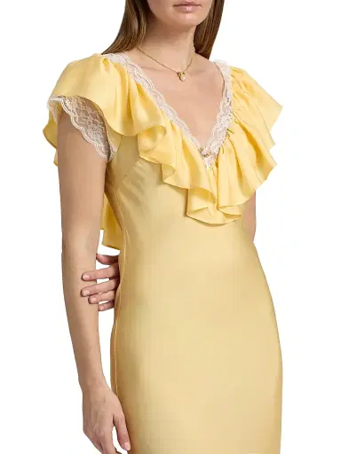Ronny Kobo Women's Gracie Lace Silk-Blend Ruffle Maxi Dress - Citrine | Thumbnail 6 Ronny Kobo Women's Gracie Lace Silk-Blend Ruffle Maxi Dress - Citrine | Thumbnail 6