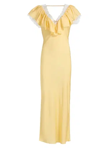 Ronny Kobo Women's Gracie Lace Silk-Blend Ruffle Maxi Dress - Citrine | Thumbnail 1 Ronny Kobo Women's Gracie Lace Silk-Blend Ruffle Maxi Dress - Citrine | Thumbnail 1