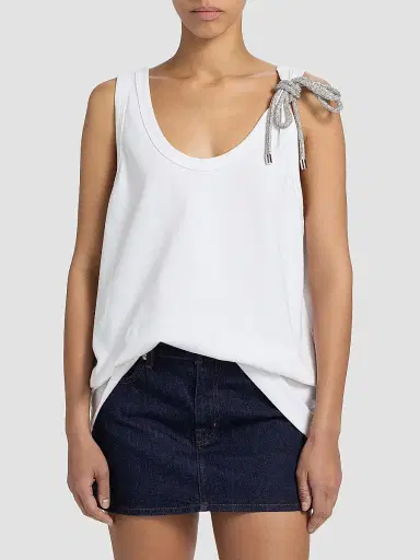 AREA Women's Crystal Knot Jersey Scoopneck Tank - White - Size Large | Thumbnail 3 AREA Women's Crystal Knot Jersey Scoopneck Tank - White - Size Large | Thumbnail 3