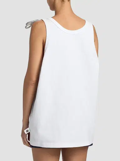 AREA Women's Crystal Knot Jersey Scoopneck Tank - White - Size Large | Thumbnail 5 AREA Women's Crystal Knot Jersey Scoopneck Tank - White - Size Large | Thumbnail 5