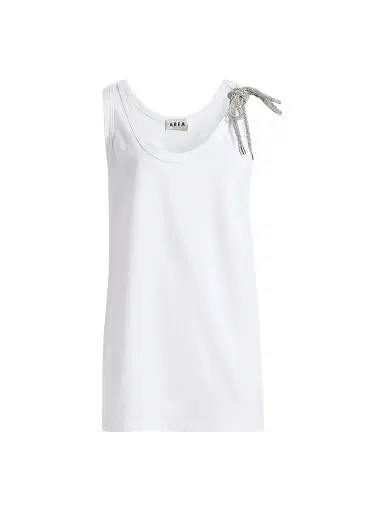 AREA Women's Crystal Knot Jersey Scoopneck Tank - White - Size Large | Thumbnail 1 AREA Women's Crystal Knot Jersey Scoopneck Tank - White - Size Large | Thumbnail 1