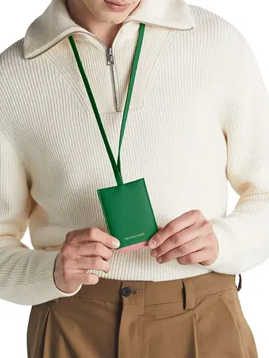 MAISON de SABRÉ Leather ID Lanyard Holder - Emerald Lily | Thumbnail 3 MAISON de SABRÉ Leather ID Lanyard Holder - Emerald Lily | Thumbnail 3