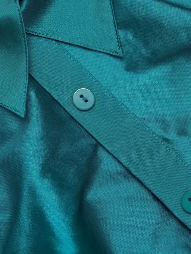 Teri Jon by Rickie Freeman Women's Taffeta Laser Cut Shirtdress - Teal | Thumbnail 7 Teri Jon by Rickie Freeman Women's Taffeta Laser Cut Shirtdress - Teal | Thumbnail 7