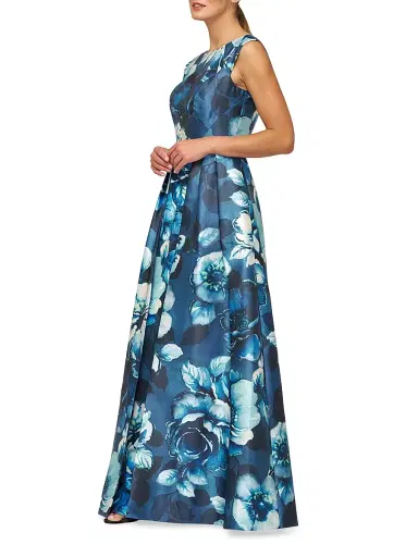 Kay Unger Women's Kate Floral Pleated Gown - Dark Ink Multi | Thumbnail 2 Kay Unger Women's Kate Floral Pleated Gown - Dark Ink Multi | Thumbnail 2