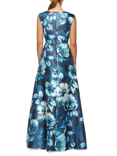 Kay Unger Women's Kate Floral Pleated Gown - Dark Ink Multi | Thumbnail 3 Kay Unger Women's Kate Floral Pleated Gown - Dark Ink Multi | Thumbnail 3