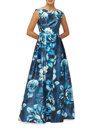 Kay Unger Women's Kate Floral Pleated Gown - Dark Ink Multi | Thumbnail 4 Kay Unger Women's Kate Floral Pleated Gown - Dark Ink Multi | Thumbnail 4
