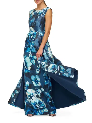 Kay Unger Women's Kate Floral Pleated Gown - Dark Ink Multi | Thumbnail 5 Kay Unger Women's Kate Floral Pleated Gown - Dark Ink Multi | Thumbnail 5