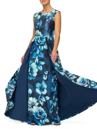 Kay Unger Women's Kate Floral Pleated Gown - Dark Ink Multi | Thumbnail 6 Kay Unger Women's Kate Floral Pleated Gown - Dark Ink Multi | Thumbnail 6