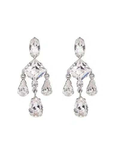Jennifer Behr Women's Amiri Rhodium-Plated & Crystal Chandelier Earrings - Silver | Thumbnail 1 Jennifer Behr Women's Amiri Rhodium-Plated & Crystal Chandelier Earrings - Silver | Thumbnail 1