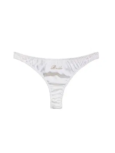 Fleur du Mal Women's Bridal Silk Luxe Thong - Ivory - Size XL | Thumbnail 1 Fleur du Mal Women's Bridal Silk Luxe Thong - Ivory - Size XL | Thumbnail 1