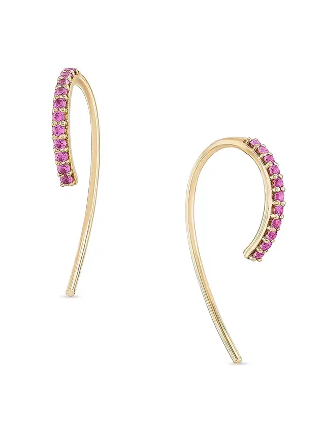 Women's 14K Yellow Gold & Pink Sapphire Earrings - Yellow Gold Women's 14K Yellow Gold & Pink Sapphire Earrings - Yellow Gold