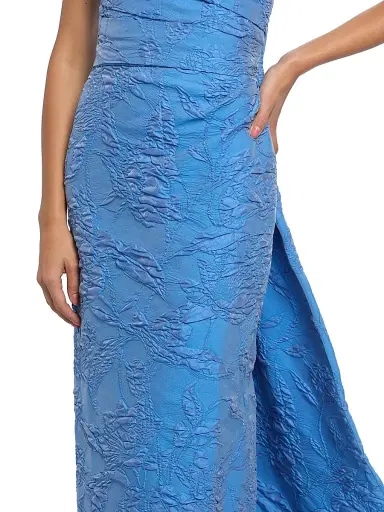 Monique Lhuillier Women's Floral Jacquard Strapless Column Gown - Lake | Thumbnail 6 Monique Lhuillier Women's Floral Jacquard Strapless Column Gown - Lake | Thumbnail 6