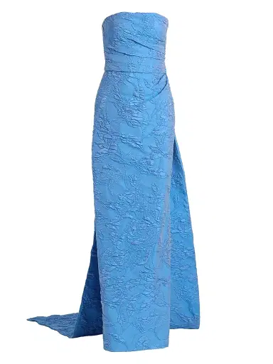 Monique Lhuillier Women's Floral Jacquard Strapless Column Gown - Lake | Thumbnail 1 Monique Lhuillier Women's Floral Jacquard Strapless Column Gown - Lake | Thumbnail 1
