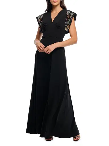 Shoshanna Women's Matassa Embellished Cap-Sleeve Maxi Dress - Jet | Thumbnail 2 Shoshanna Women's Matassa Embellished Cap-Sleeve Maxi Dress - Jet | Thumbnail 2