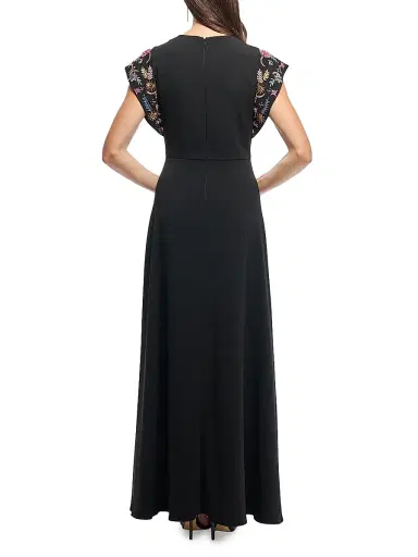 Shoshanna Women's Matassa Embellished Cap-Sleeve Maxi Dress - Jet | Thumbnail 3 Shoshanna Women's Matassa Embellished Cap-Sleeve Maxi Dress - Jet | Thumbnail 3