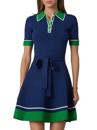 Shoshanna Women's Bennett Knit Polo Dress - Navy Green | Thumbnail 2 Shoshanna Women's Bennett Knit Polo Dress - Navy Green | Thumbnail 2