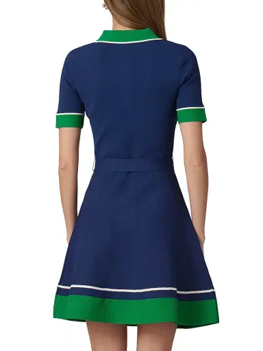 Shoshanna Women's Bennett Knit Polo Dress - Navy Green | Thumbnail 3 Shoshanna Women's Bennett Knit Polo Dress - Navy Green | Thumbnail 3