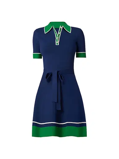 Shoshanna Women's Bennett Knit Polo Dress - Navy Green | Thumbnail 1 Shoshanna Women's Bennett Knit Polo Dress - Navy Green | Thumbnail 1