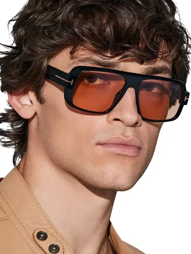 TOM FORD Men's Turner 58MM Navigator Sunglasses - Shiny Black Peach | Thumbnail 2 TOM FORD Men's Turner 58MM Navigator Sunglasses - Shiny Black Peach | Thumbnail 2