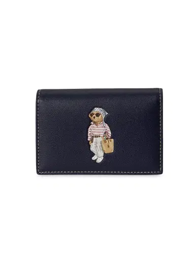 Polo Ralph Lauren Women's Polo Bear Bifold Leather Card Case | Thumbnail 1 Polo Ralph Lauren Women's Polo Bear Bifold Leather Card Case | Thumbnail 1