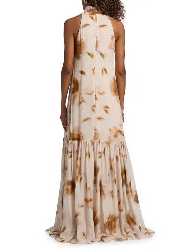 Amsale Women's Printed Dropped-Waist Maxi Dress - Gold Multi | Thumbnail 5 Amsale Women's Printed Dropped-Waist Maxi Dress - Gold Multi | Thumbnail 5
