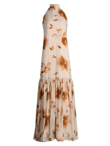 Amsale Women's Printed Dropped-Waist Maxi Dress - Gold Multi | Thumbnail 1 Amsale Women's Printed Dropped-Waist Maxi Dress - Gold Multi | Thumbnail 1