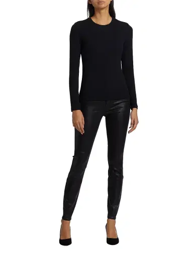 L'Agence Women's Tess Rib-Knit Crewneck T-Shirt - Black - Size XL | Thumbnail 2 L'Agence Women's Tess Rib-Knit Crewneck T-Shirt - Black - Size XL | Thumbnail 2