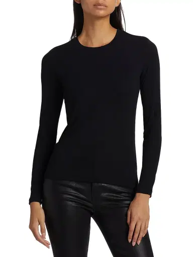 L'Agence Women's Tess Rib-Knit Crewneck T-Shirt - Black - Size XL | Thumbnail 3 L'Agence Women's Tess Rib-Knit Crewneck T-Shirt - Black - Size XL | Thumbnail 3