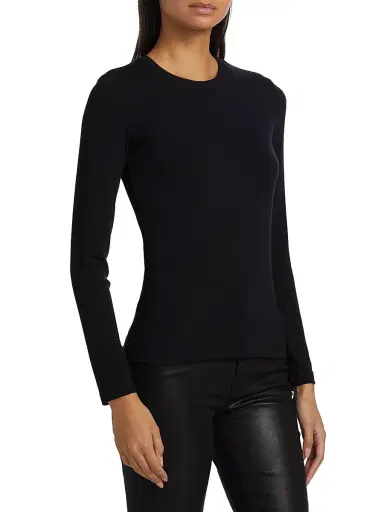 L'Agence Women's Tess Rib-Knit Crewneck T-Shirt - Black - Size XL | Thumbnail 4 L'Agence Women's Tess Rib-Knit Crewneck T-Shirt - Black - Size XL | Thumbnail 4