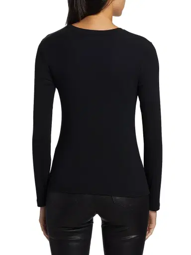 L'Agence Women's Tess Rib-Knit Crewneck T-Shirt - Black - Size XL | Thumbnail 5 L'Agence Women's Tess Rib-Knit Crewneck T-Shirt - Black - Size XL | Thumbnail 5