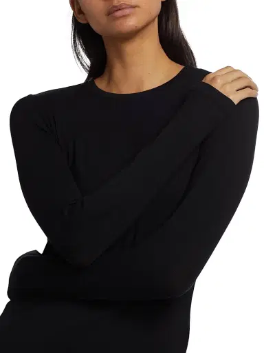 L'Agence Women's Tess Rib-Knit Crewneck T-Shirt - Black - Size XL | Thumbnail 6 L'Agence Women's Tess Rib-Knit Crewneck T-Shirt - Black - Size XL | Thumbnail 6