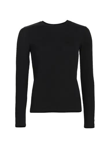 L'Agence Women's Tess Rib-Knit Crewneck T-Shirt - Black - Size XL | Thumbnail 1 L'Agence Women's Tess Rib-Knit Crewneck T-Shirt - Black - Size XL | Thumbnail 1