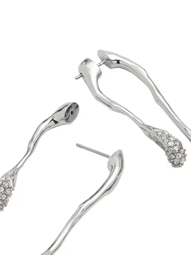 Alexis Bittar Women's Essentials Solanales 14K Gold-Plated & Crystal Double Drop Earrings - Silver | Thumbnail 4 Alexis Bittar Women's Essentials Solanales 14K Gold-Plated & Crystal Double Drop Earrings - Silver | Thumbnail 4
