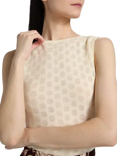 TANYA TAYLOR Women's Charlisa Cotton-Blend Knit Top - Cream - Size XL | Thumbnail 6 TANYA TAYLOR Women's Charlisa Cotton-Blend Knit Top - Cream - Size XL | Thumbnail 6