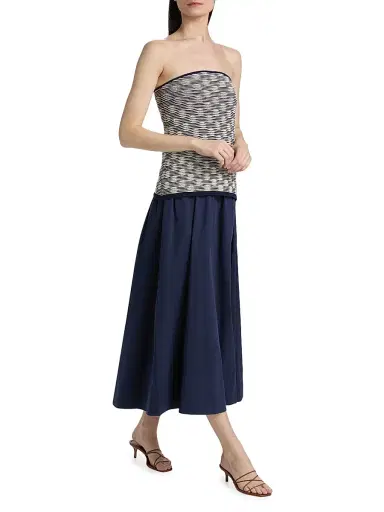 Tanya Taylor Women's Erika Cotton-Blend Strapless Midi-Dress - Maritime Blue Multi | Thumbnail 2 Tanya Taylor Women's Erika Cotton-Blend Strapless Midi-Dress - Maritime Blue Multi | Thumbnail 2