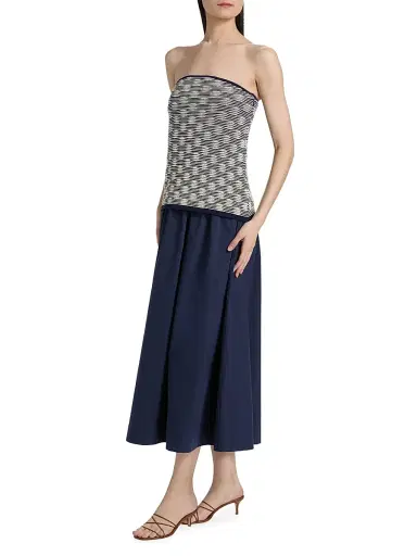 Tanya Taylor Women's Erika Cotton-Blend Strapless Midi-Dress - Maritime Blue Multi | Thumbnail 4 Tanya Taylor Women's Erika Cotton-Blend Strapless Midi-Dress - Maritime Blue Multi | Thumbnail 4