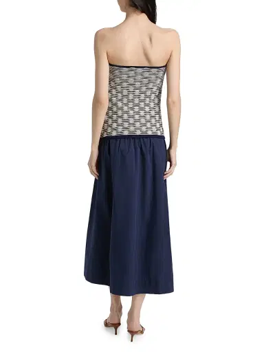 Tanya Taylor Women's Erika Cotton-Blend Strapless Midi-Dress - Maritime Blue Multi | Thumbnail 5 Tanya Taylor Women's Erika Cotton-Blend Strapless Midi-Dress - Maritime Blue Multi | Thumbnail 5
