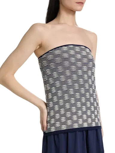 Tanya Taylor Women's Erika Cotton-Blend Strapless Midi-Dress - Maritime Blue Multi | Thumbnail 6 Tanya Taylor Women's Erika Cotton-Blend Strapless Midi-Dress - Maritime Blue Multi | Thumbnail 6
