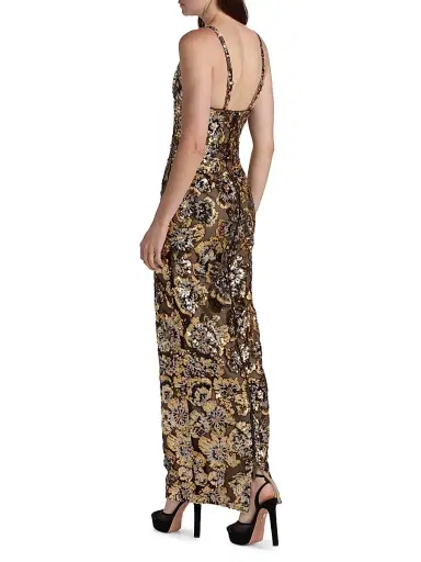 Bronx and Banco Women's Allegra Sequined Sleeveless V-Neck Gown - Gold Multi | Thumbnail 5 Bronx and Banco Women's Allegra Sequined Sleeveless V-Neck Gown - Gold Multi | Thumbnail 5