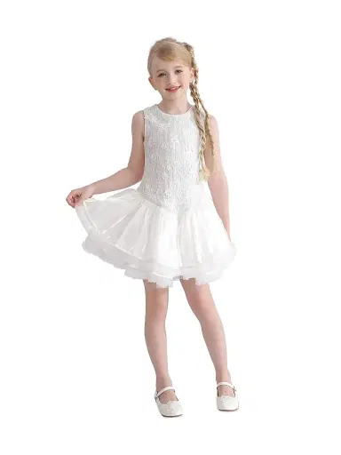 Tulleen Little Girl's & Girl's Floral Tulle Dress - White | Thumbnail 3 Tulleen Little Girl's & Girl's Floral Tulle Dress - White | Thumbnail 3